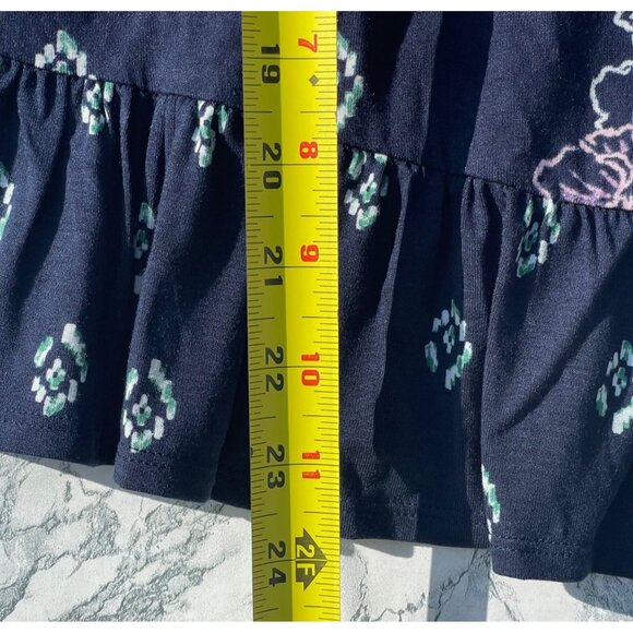 Style & Co Womens Navy Blue Floral Top w ruffle sleeves and hem Medium - Picture 4 of 7